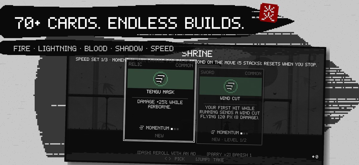 70+ cards, endless builds